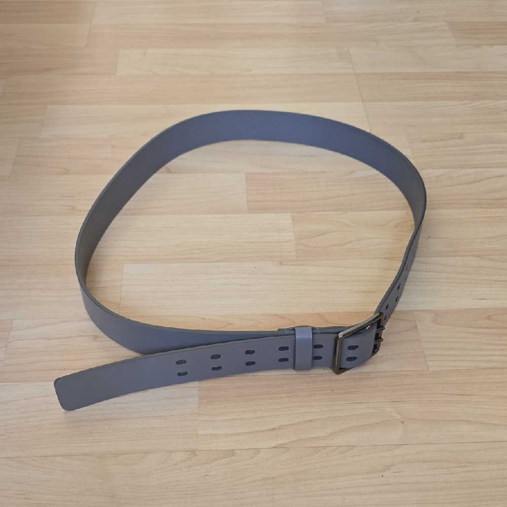 Men's Gray Casual Belt Double Prong Buckle Belt Size XL Length 47"